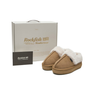 CLOUDY FLATFORM FUR MULES - CHESTNUT